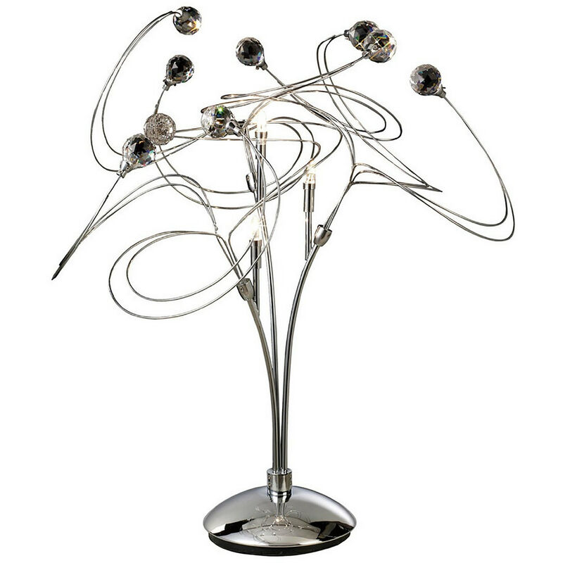 Diyas - Inspired Messe Lampe de table 3 lumières G4 chrome poli/cristal, non compatible led/cfl