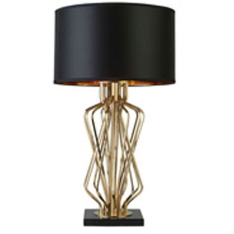 Lampe de table métal E27 D : 42 cm ronde 72 cm haut en or noir lampe de chevet moderne
