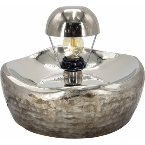 Lampe de table métal finition argent vieilli style contemporain - Argent vieilli métallisé