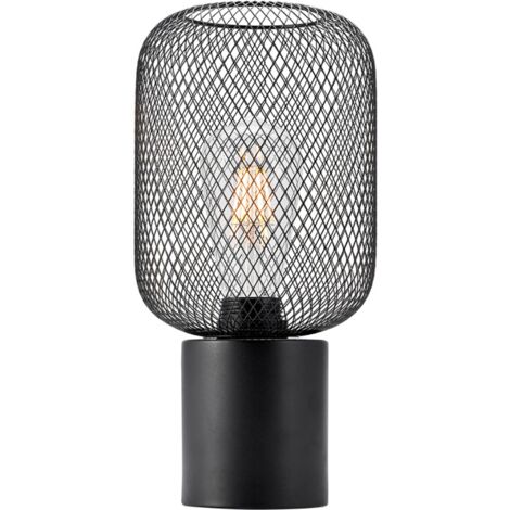 Lampe de table métal noir grillagé 23W IP20 E27 Diam 150mm