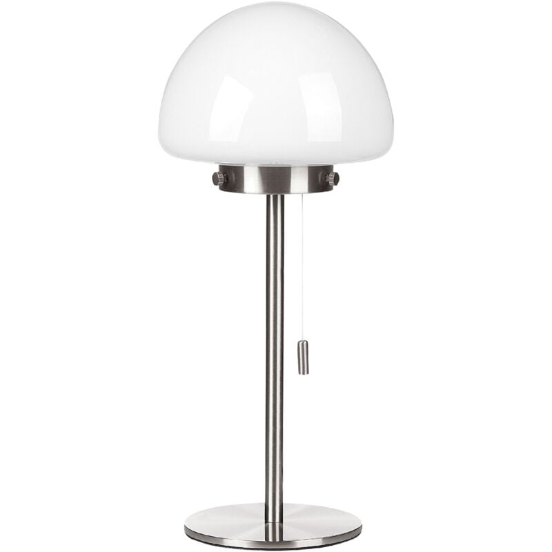 Lampe de Table Minimaliste avec Abat-Jour Verre et Base en Métal Argenté Moruga