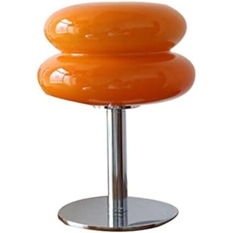 CHOYCLIT Lampe de Table Minimaliste Moderne en verre Champignon,Abat-Jour Rétro Couleur Macaron éclairage de Table de Chevet décoratif pour Salon, Chambre à Coucher (Orange)