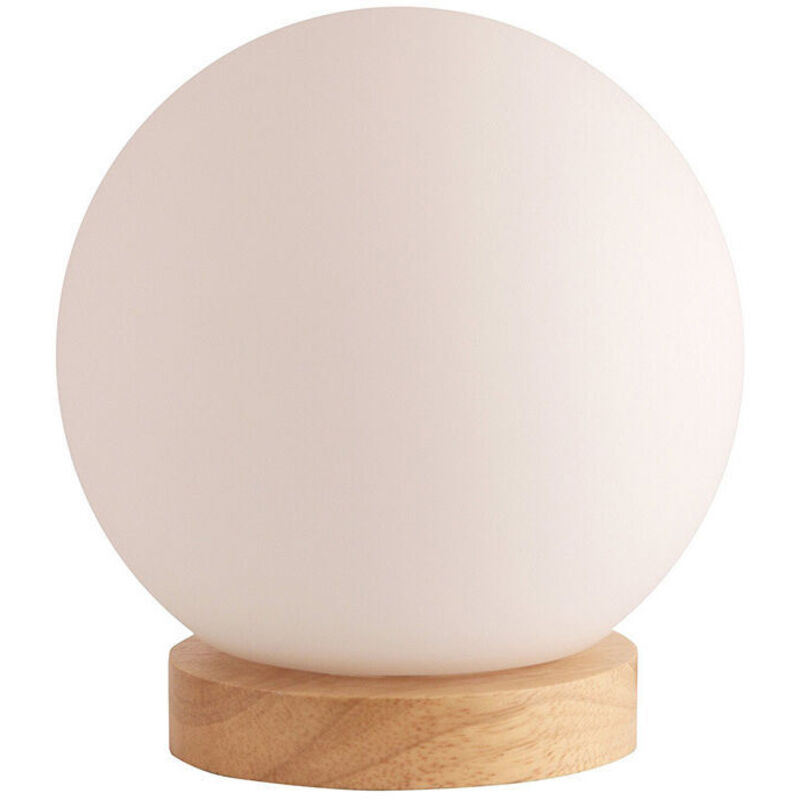 Lablanc - Lampe de table minimaliste nordique créative boule de verre blanche lampe de chevet en bois lampe de lecture de protection des yeux avec