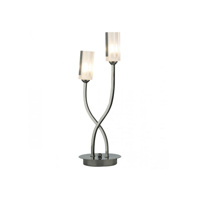DAR - Lampe de table Morgan chrome noir et verre 2 ampoules - Chrome