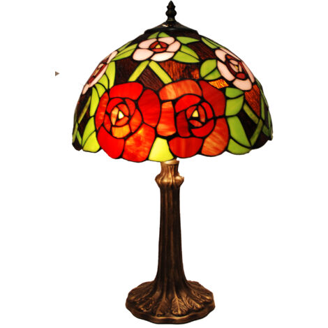 Lampe de table moyenne base en forme d'abat-jour Tiffany diamètre 30 cm Série New York