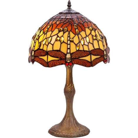 Lampe de table moyenne de forme Tiffany diamètre 30cm Série Belle Amber