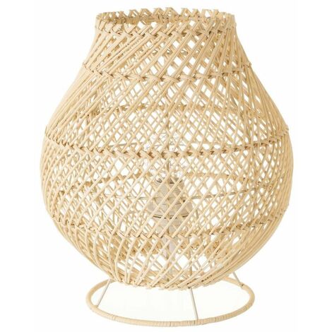 Lampe de table naturelle arrondie en rotin