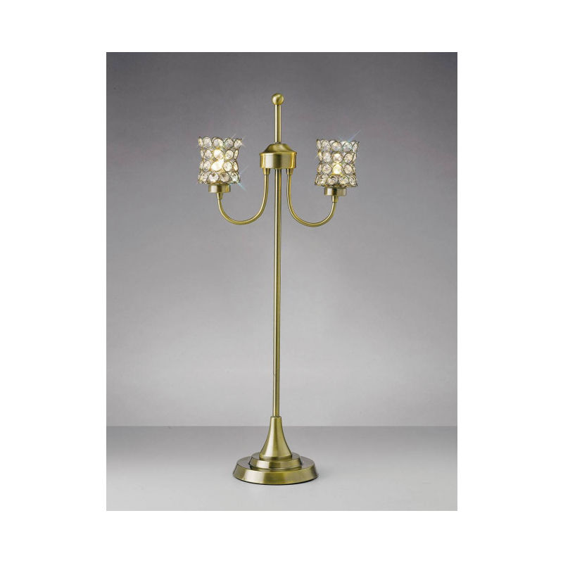 Lampe de Table Nelson 2 Ampoules laiton antique/cristal - Laiton