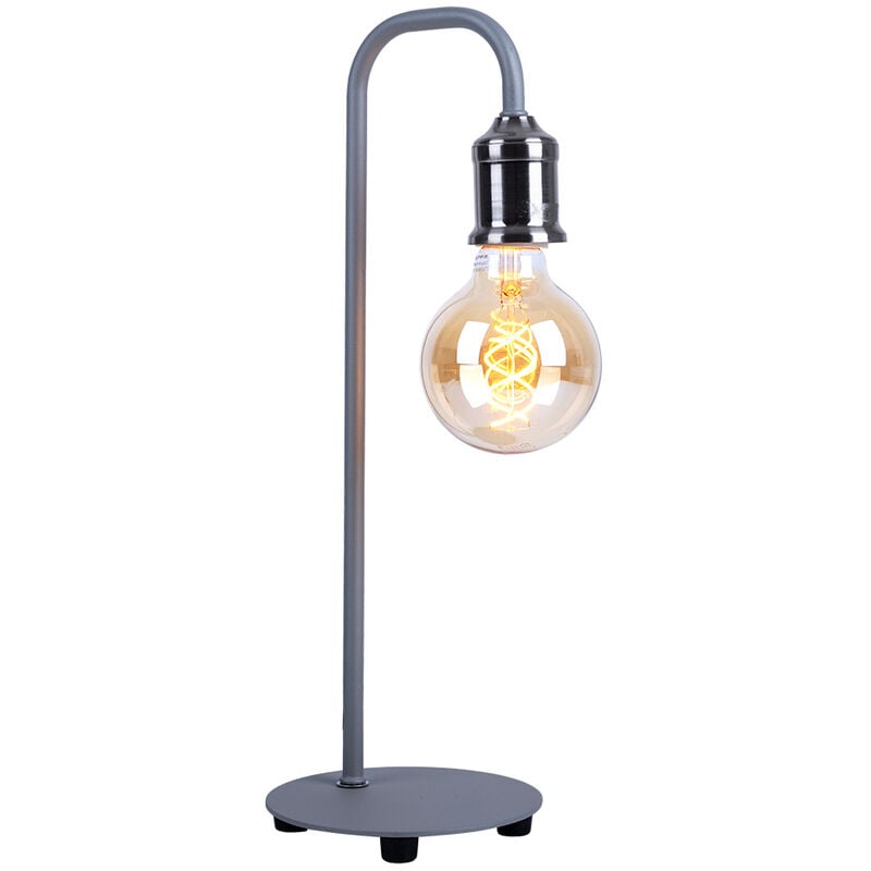 Globo - Lampe de table grise lampe de table rétro chambre lampe de lecture, métal, 1x E14, DxH 15 x 43,8 cm