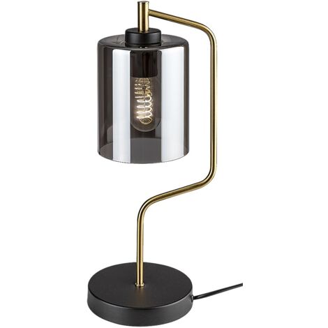 Lampe de table noir/or verre fumé E27 Perez Rabalux