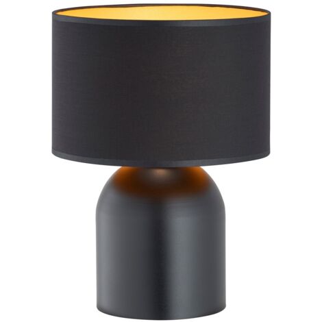 Lampe de table noire abat-jour or E27 15W Aspen Emibig