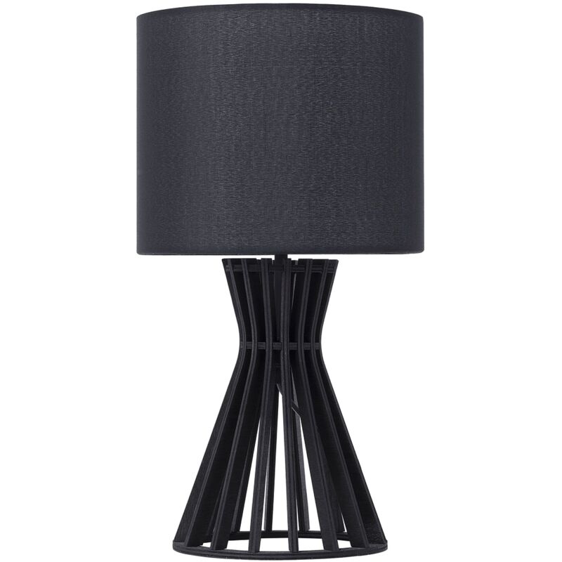 Lampe de Table Déco Noire en Bois et Tissu avec Base à Tiges Multiples E27 Max 40W pour Chambre Table de Chevet ou Salon au Design Moderne Beliani
