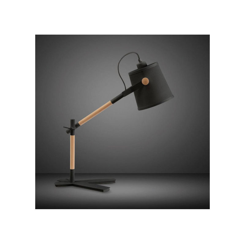 Lampe de Table Nordica avec Abat jour noir 1 Ampoule E27, noir mat/hêtre avec Abat jour noir - Noir