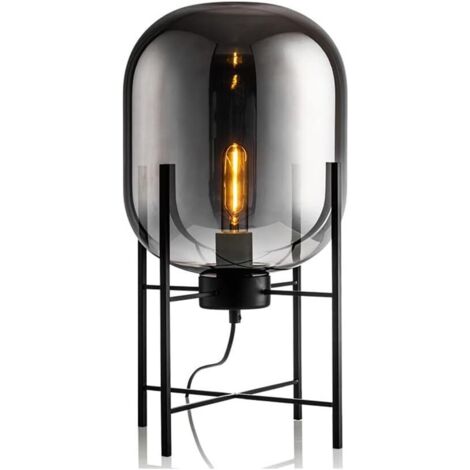 Lampe de table nordique avec ombre en verre Lampe de bureau post-moderne Lampe de lit industrielle pour dortoir, bureau, salon (couleur: ombre noire)