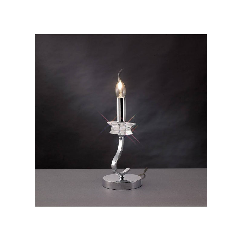Lampe de Table Nydia avec Abat jour 1 Ampoule chrome poli/cristal - Chrome