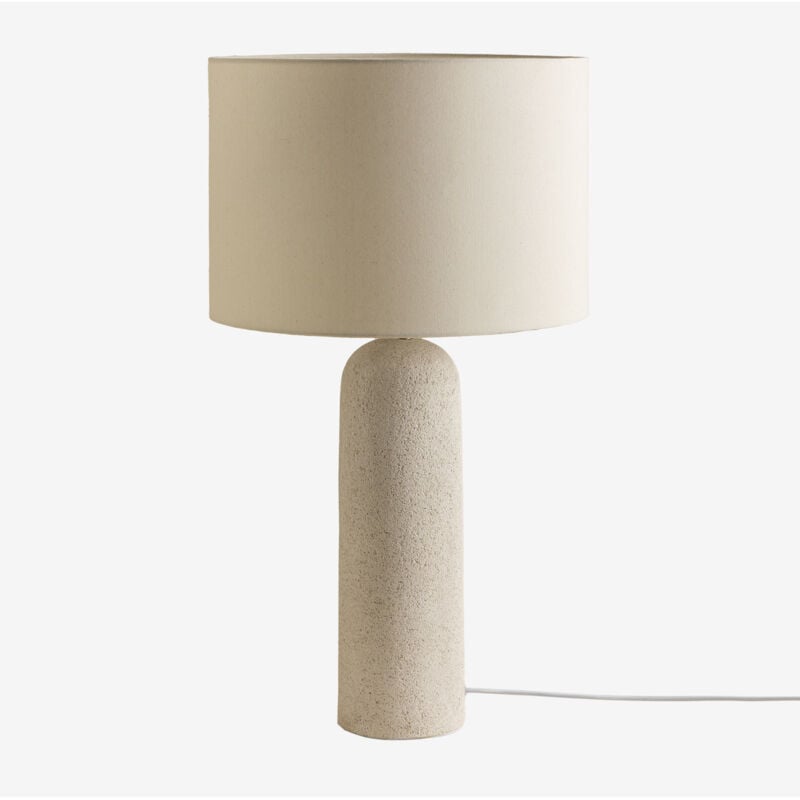 Sklum - Lampe de table Otile en lin et fibre de verre Blanc