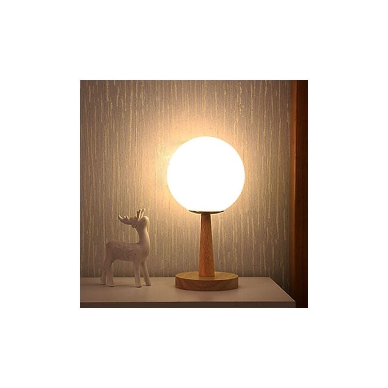 Denuotop - Lampe de Table Pied en bambou,Lampe de Chevet Dimmable extensible led blanc chaud/blanc H28cm