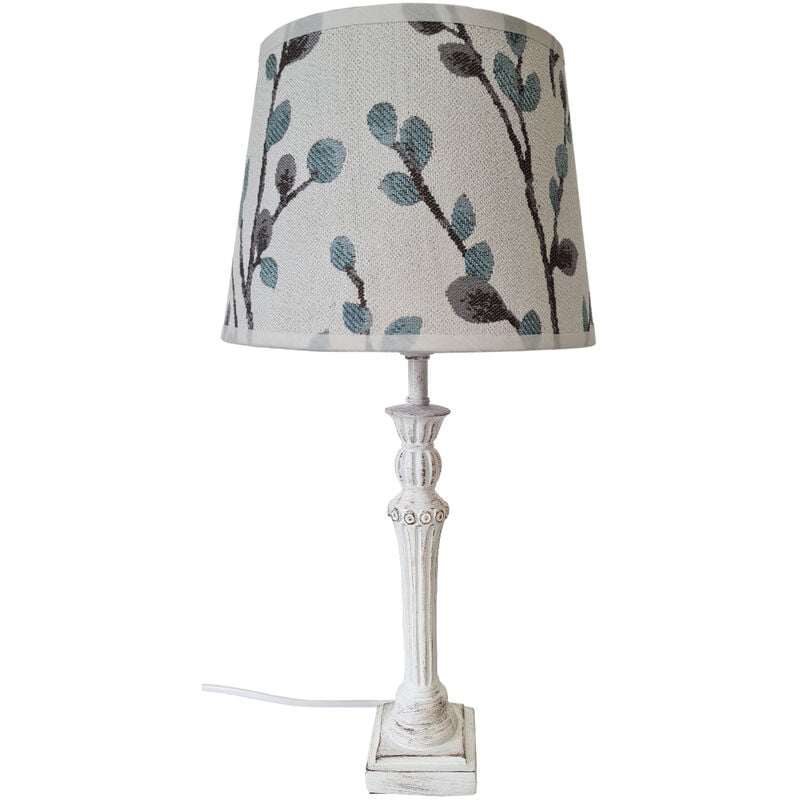 Lampe de table pied patiné blanc 43 cm