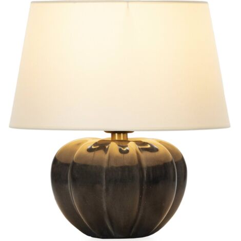 Lampe de table pierre gris foncé doré style contemporain - Gris foncé doré blanc chaleureux