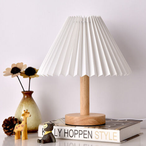 Lampe de table plissée, lampe de chevet à intensité variable, lampe de bureau, lampe de table décorative vintage, lumière blanche (blanc)