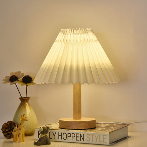 Lampe de table plissée, lampe de chevet à intensité variable, lampe de bureau, lampe de table décorative vintage, lumière chaude (beige)
