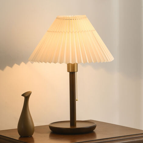 Lampe de table plissée, lampe de chevet vintage, lampe de bureau, lampe de table décorative avec ampoule, 3 températures de couleur