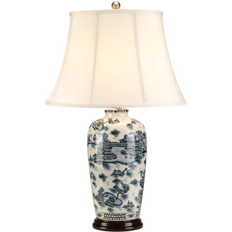 Lampe de table porcelaine blanc/bleu Blue Trad E27 60W Elstead