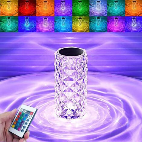 Lampe de table portable en cristal, veilleuse tactile rechargeable 16 couleurs pour chambre, salon et salle à manger (lot de 5, 6,3 pouces)