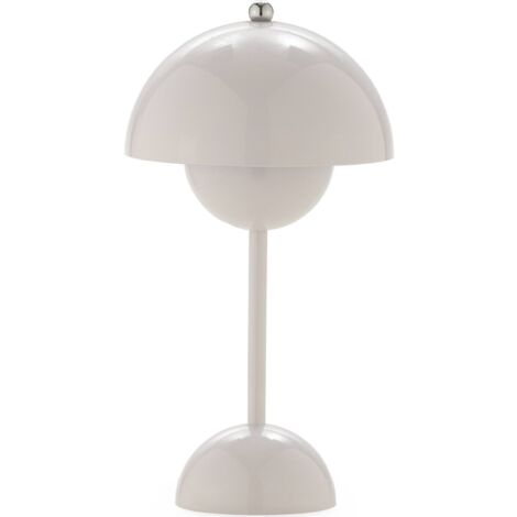 Lampe de table portable LED blanc chrome ambiance design - Blanc finition chrome élégant