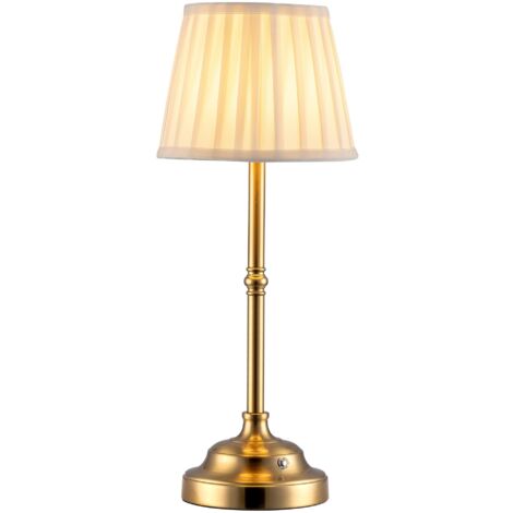 Lampe de table portable sans fil, abat-jour en tissu, rechargeable 2000 mAh, lumière à intensité variable pour salle à manger, chambre à coucher