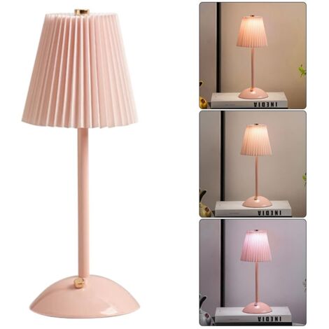 Lampe de table portable sans fil, lampe de bureau avec abat-jour en tissu, rechargeable 2000 mAh, lampe tactile 3 couleurs