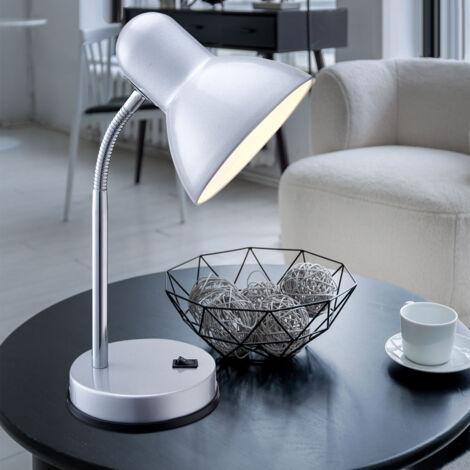 Lampe de table pratique métal plastique argent - BASIC