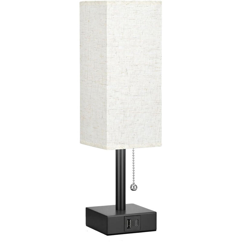 Tonchean - Lampe de table quadrilatérale en lin fin avec interrupteur zippé lumière variable à 3 températures de couleur - 111137CM
