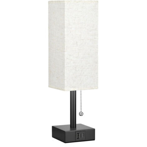 Lampe de table quadrilatérale en lin fin avec interrupteur zippé lumière variable à 3 températures de couleur - 111137CM