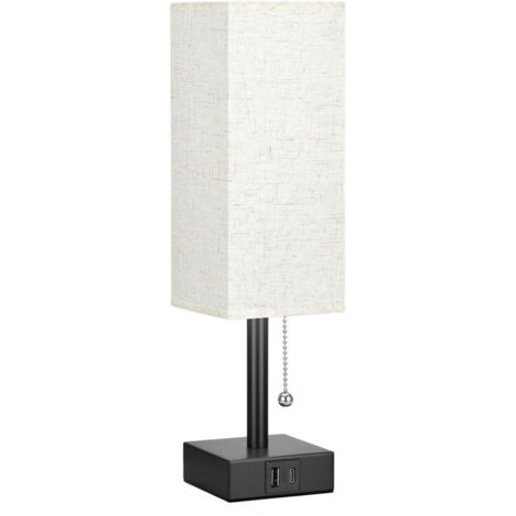 Lampe de Table Quadrilatérale en Lin Fin Interrupteur Zippé Lumière Variable 3 Températures de Couleur