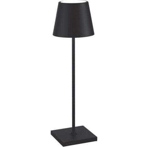 Lampe de Table Rechargeable et Sans Fil avec Contrôle Tactile, Utilisable également comme Lampe d'Extérieur, Dimmer 2200-3000 K, Hauteur 38 cm, Couleur Noir
