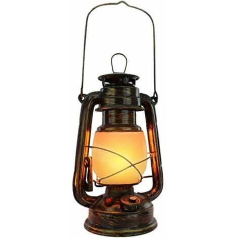 Lampe de table rechargeable vintage Lanterne tempête sans fil à LED 3 modes d'éclairage Résistante aux éclaboussures IP44 Pour extérieur