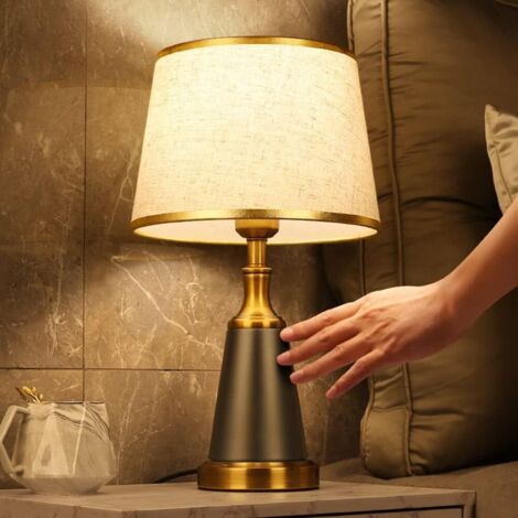 Lampe de Table Rétro Abat-Jour Tissu E27 Design Classique Basse Consommation Chevet