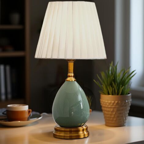 Lampe de table rétro en céramique, idéale pour les chambres, les salons, les bureaux, etc. - 1 unité, verte