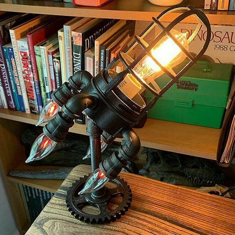Briller - Tigrezy Lampe de table rétro Industrial Rocket Ship Light Lampes Steampunk Decor