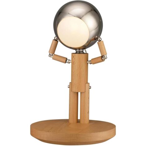 Lampe de Table Robot Bois LED Sans Fil Bras Réglables Intensité Variable