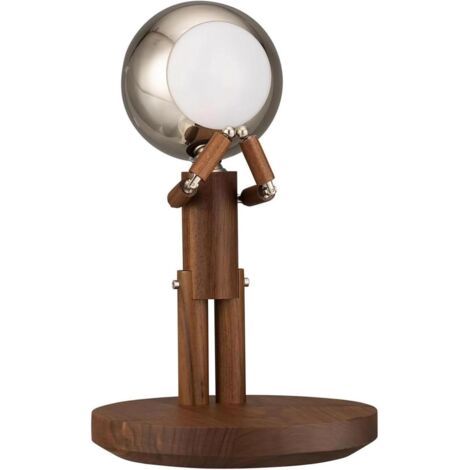 Lampe de Table Robot Bois Noir LED Sans Fil Bras Réglables Intensité Variable