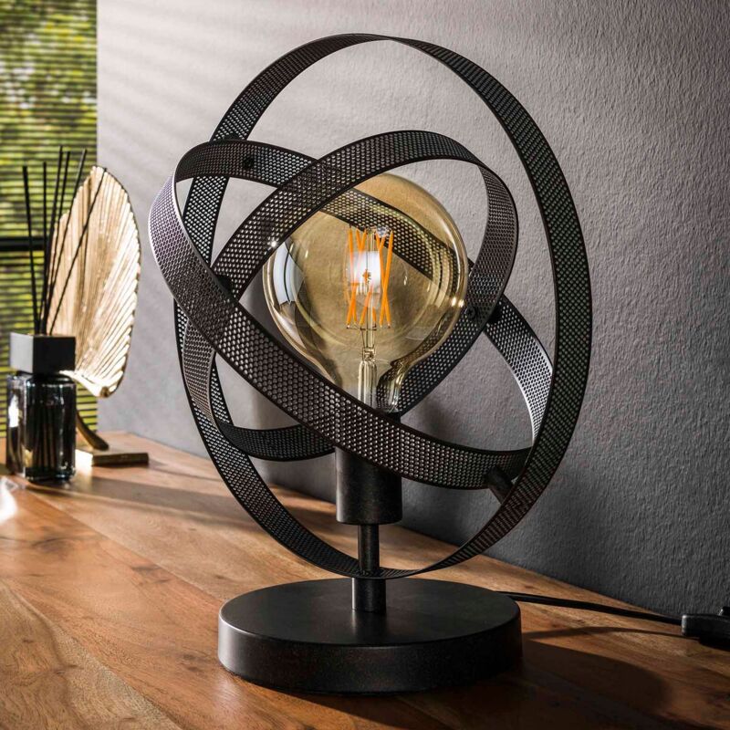 M&s - Lampe de table ronde 28x38 cm avec anneaux en métal noir M&s - Lampe de table ronde 28x38 cm avec anneaux en métal noir