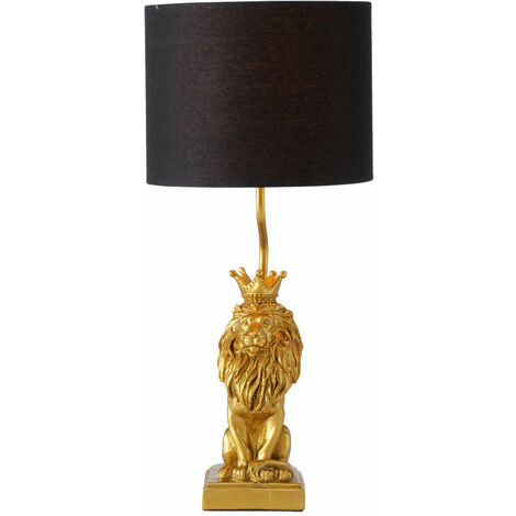 Lampe de table salle à manger figure lion couronne textile côté veilleuse lampe OR