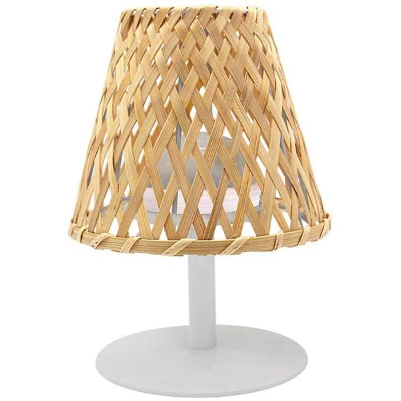Lumisky - Lampe de table sans fil led ibiza Beige Bambou H26CM
