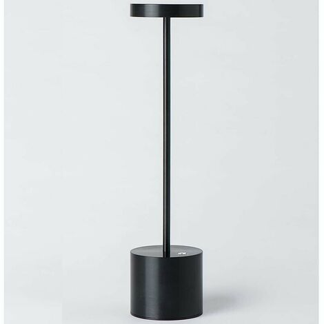 Lampe de table sans fil, batterie rechargeable 2 niveaux de luminosité lampe de chevet en métal pour salon chambre bureau studio (noir)