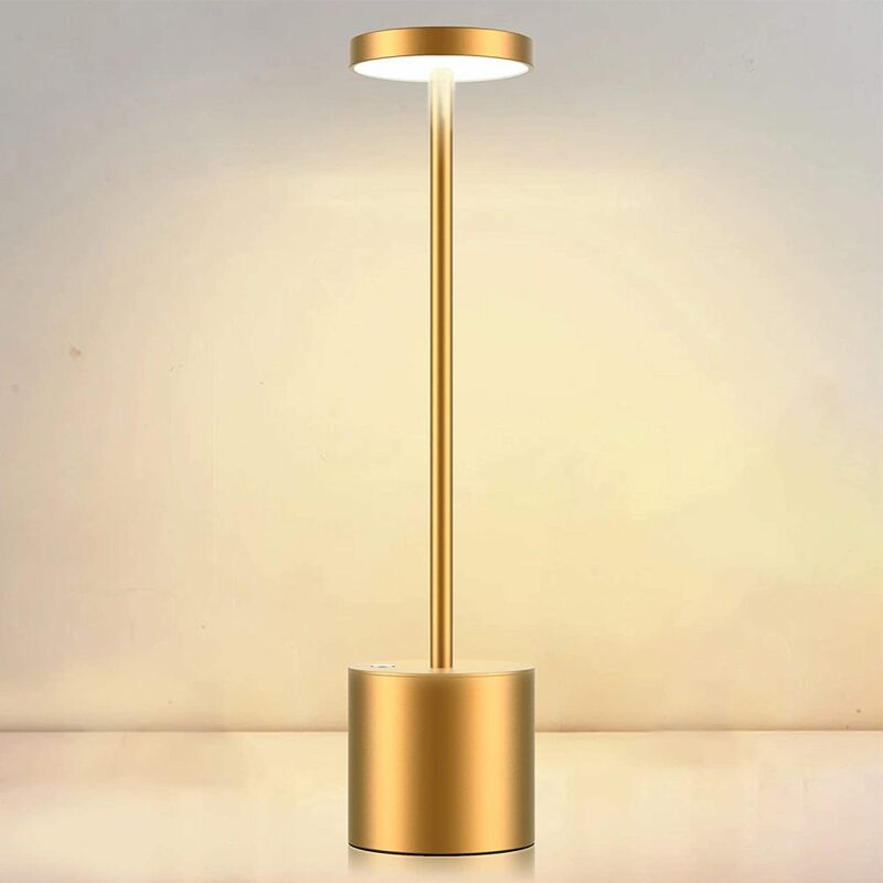 Mowze - Lampe de table sans fil, batterie rechargeable 6000 mAh, 2 niveaux de luminosité, lampe de chevet en métal, pour salon, chambre à coucher,