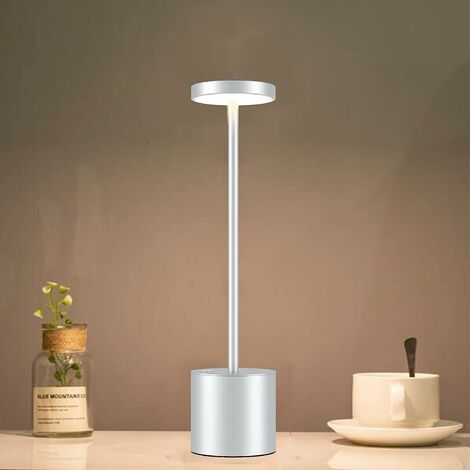 Lampe de table, sans fil, dimmable, LED, batterie, lampe de table,, métal, aluminium, USB, rechargeable, lampe de chevet