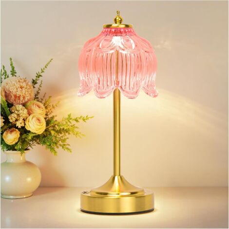 Lampe de table sans fil en forme de lotus, Rechargeable par batterie – Portable – 3 couleurs réglables par toucher – Idéale pour chambre, bureau, cuisine, chevet, décoration