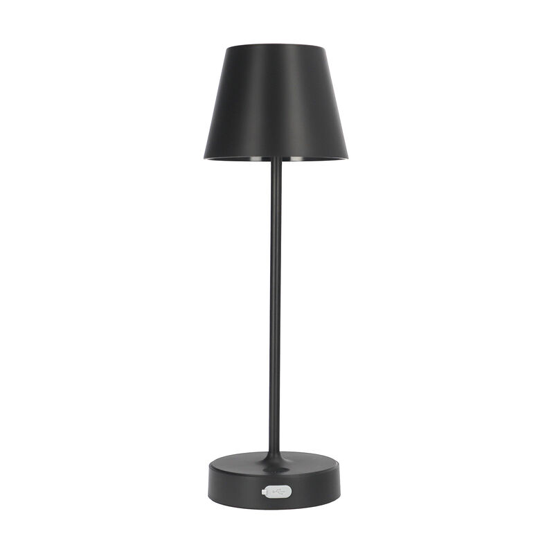 Edo Solutions - Lampe de table sans fil étanche rechargeable neli 2,7W led noire 2200mAh IP54 200lm 2700K 33cm